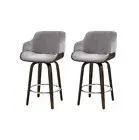 2x Bar Stools Swivel Velvet Padded Wooden Artiss