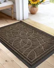 Heavy Duty Low Profile Door Mat for Entryway, Patio, Garage - 17x29 Brown
