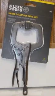 Klein Tools 38620 C-Clamp Locking Pliers With Swivel Jaws 6 Inch