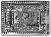 [Kilt Emporium] Scottish Thistle Crest Belt Buckle for Mens Kilt - Pewter
