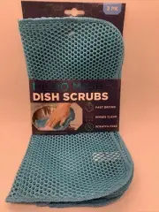 Blue Micro Mesh Dish Scrubs 3 Per Pk Fast Drying , Rinses Clean & Scratch Free