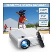 Smart Video Projector With Screen Cinema - Home Theatre Projector 1080P White