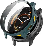 [2-Pack] Waterproof Case for Garmin Venu 3S, Straight Edge PC Front & Back Bumper with Tempered Glass Screen Protector 360 Protective Cover for Garmin Venu 3S