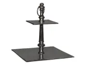 [Florabelle Living] Two Tier Square Antiqued Silver Tray
