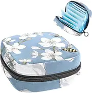 Period Bag,Sanitary Napkin Storage Bag,Bee and Spring Blossom,Tampon Holder for Purse