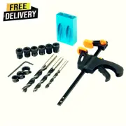 15Pcs Pocket Hole Jig Kit 15° Woodworking Drill Guide w/ 6/8/10mm Adapters