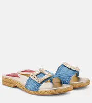 [Roger Vivier] Roger Vivier Espa embellished raffia slides AU 7 blue