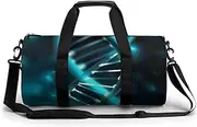 [WYUSPGK] Travel Gym Duffle Bag, Science Gene Strand Print Duffle Bags,womens Mens Gym Bag,gym Bags,gym Bag with Shoe Compartment, 17.7in/9in/9in, Science Gene Strand, 17.7in/9in/9in