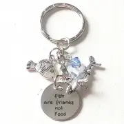 Fish Are Friends Not Food Finding Nemo Dory Inspired Silver Charm Keychain Gift