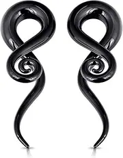 [Longbeauty] Glass Ear Tapers 8G-16mm Spiral Gauges Plugs Colorful Ear Stretchers for Women Men Handmade Hanger Gauges Earrings