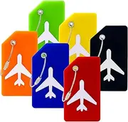 Mziart 6 Pack Silicone Luggage Tags for Suitcases Travel Bag Tags Bulk, Suitcase Tags with Privacy Name ID Card Quickly to Spot Baggage (Multicolor)