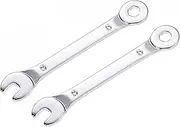 uxcell Thin Combination Wrench with Offset 6-Point End and Angled Open End, Metric Mirror-Chrome Plated High Carbon Steel, for Household Repairs, 5mm, 2 Pcs