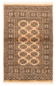 Hand knotted Area Rug 3'1" x 4'10" Light Khaki Wool Carpet