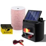 Giantz 5KM Solar Electric Fence Energiser 0.15J + 2000M Poly Fencing Wire Tape