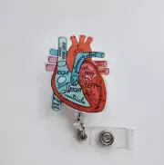 5 Pack Of Cardiac Retractable Badge Reel Holder, Funny Heart Badge Reels Nursing