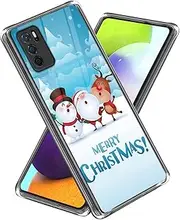 [Samyje] Christmas Case Compatible with Oppo A16/A16S/A54S Mobile Phone Case with Screen Protector Transparent Thin Christmas Case Scratch-Resistant Protective Case - Snowman Santa Claus and Elk