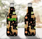Llama Personalised Stubby Holder Zip Up Bottle Cooler Collapsible - Christmas