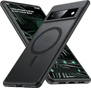 [FNDMIL] [NO.1 Magnetic for Google Pixel 6 Pro Case with MagSafe [Military Grade Drop Tested][Translucent Matte][Anti-Fingerprint] Slim Case Soft Silicone Bumper for Google Pixel 6 Pro Phone Case,Black