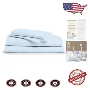 Elegant Light Blue 600 TC Sateen Sheets Set for California King Luxury Bedding
