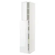 METOD / MAXIMERA hc w p-o func 4drw/1dr/2shlv, white/Ringhult white, 40x60x220 cm