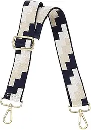 [uxcell] Purse Straps Replacement Crossbody, 1.5 Inch Wide Shoulder Bag Strap Adjustable Canvas Straps for Handbag Wallet Clutch Bags with Light Gold Buckle, White-Black-Brown Blocks