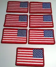 7 UNITED STATES Flag Military Patch W/ VELCRO® Brand Fastener Red Border #82