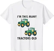 [X.Style] Kids I'm This Many Tractors Old - 2 Years Old Shirt 2nd Birthday ds930 T-Shirt (S) White