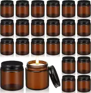 Zhehao 24 Pcs Glass Candle Jars with Lids Bulk, round Empty Candle Container Tin