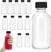 12 Pack, 2 oz Small Clear Glass Bottles - 60ml Boston Round Shot Bottles,Home Decorative Bottles,Mini Personal Care & Beauty Travel Bottle