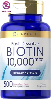 Biotin 10000Mcg | 500 Fast Dissolve Tablets | Max Strength | Vegetarian, Non-Gmo