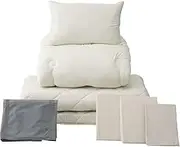 Iris Plaza 10PS2536-7SET 7-Piece Futon Set, Made in Japan, Antibacterial, Odor Resistant, with Cover, Storage Case, Single, Ivory
