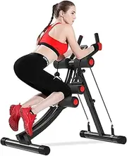 Ab Machine,Abs Workout Equipment for Home Gym,Whole Body Workout Waist Trainer for Women&Men,Adjustable Abdominal Cruncher,Foldable Core Abs Exercise Machine with Resistance Bands&LCD Display