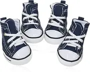 BESUNTEK Pet Dog Shoes, Puppy Canvas Sport Shoes Sneaker Boots, Non Slip Causal Shoes Dog & Cat Paw Protective Cover for Outdoor Walking, Sports and Hot Pavement, 4pcs
