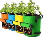 Potato Grow Bags | Breathable Vegetable Planter - Breathable Non-Woven Carrot Planter Set of 4, Grow Container for Balcony Garden