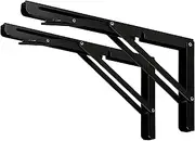 CLT 22" Black Folding Shelf Brackets Max. Load 550 lb, Heavy Duty DIY Wall Mounted Shelf Bracket Space Saving for Table Work Bench, Pack of 2