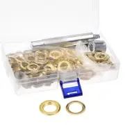 Grommet Kit 100 Sets Copper Eyelets with 3pcs Tools, 1mm Inside Dia. Gold Tone