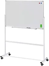HAND IN HAND Small Mobile Whiteboard, Double Sided Dry Erase Board with Wheels Aluminum Frame, Height Adjustable, for Office, Classroom or Home School,905 X 600 MM