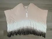 Chicos S/M Felicity V-Neck Fringe Lace Poncho Cape Wrap Boho Veranda New NWT $99