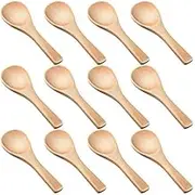 Binxind 30 Pieces Small Wooden Spoons Mini Nature Wooden Spoons Mini Tasting Spoons Condiments Salt Spoons for Kitchen Cooking Seasoning Oil Coffee Tea Sugar (Natural Wood Color)