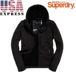 SUPERDRY極度乾燥 連帽外套 寒流保暖 防風風衣外套 過季 零碼2XL-3XL ~砂礫黑～單層拉鍊 加厚款鋪棉毛