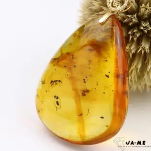 【JA-ME】天然琥珀蟲珀18k金項鍊 福