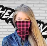 FACE MASK / BANDANA -LUMBERJACK PINK - (Motorbike, Skate, Gym, Fishing, Camping)