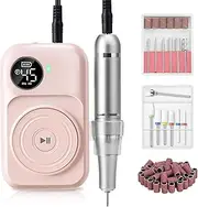 Madenia Professional Nail Drill Machine: 45,000RPM Rechargeable Nails Efile Kit with Low Noise and Low Heat for Manicure & Pedicure in Nail Salon - Perfect for Beginners and Technicians, Pink