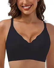 [UHICOZY] Comfortable Wireless No Show Bra with Support and Lift Seamless Full Coverage Push Up Bra for Women