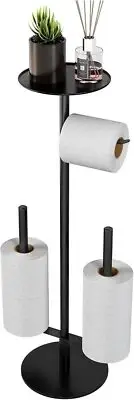 Toilet Paper Holder Stand Standing Free with Phone Shelf Large Capacity Bathroom
