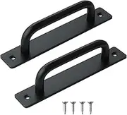 Cabinet Door Handles - 5.8 in Solid Sliding Barn Door Handles, Pull Handle Suitable for Wardrobes, Cabinets, Drawers, Shoe Cabinets, Bookcases, Toilets, Balconies, Closets, Garages(Black, 2 Pcs)
