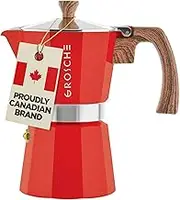 GROSCHE Milano Stovetop Espresso Maker Moka Pot 6 Cup, 9.3 oz, Red - Moka Expresso Coffee Maker Stove top coffee maker Moka Italian espresso greca coffee maker brewer percolator