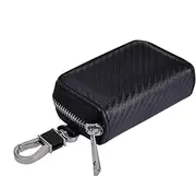 Key Fob Protector Pouch - RFID Blocking Leather Key Fob Holder, Anti-Theft Car Key Organizer | Zippered Leather Pouch, Secure Case for Car Keys, Anti-Hacking Signal Blocker Wallet
