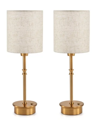 UMEXUS 16" Rechargeable Cordless Table Lamp Set of 2, Dimmable, Touch Control...