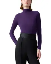Carolina Herrera Sheer Knit Turtleneck Wool Top